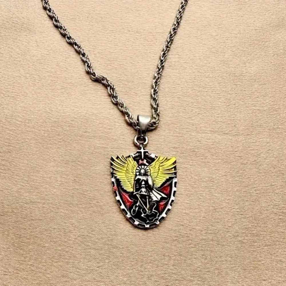 Silver and Gold Angel Pendant Necklace.